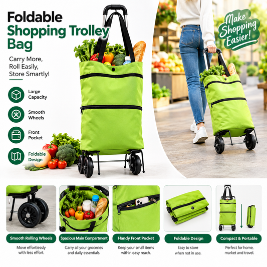 Foldable Shopping Trolley Bag with Wheels