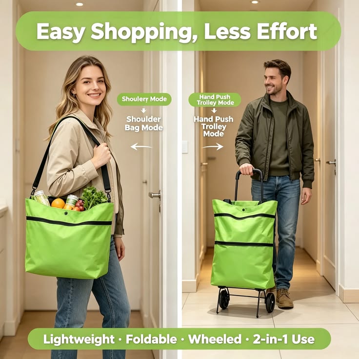 Foldable Shopping Trolley Bag with Wheels
